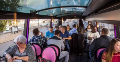 Bus Toqué Champs Elysées Tour w/ 3-Course Dinner & Champagne - The Bus Ride Setup: Glass Roof Views and Table-Level Comfort