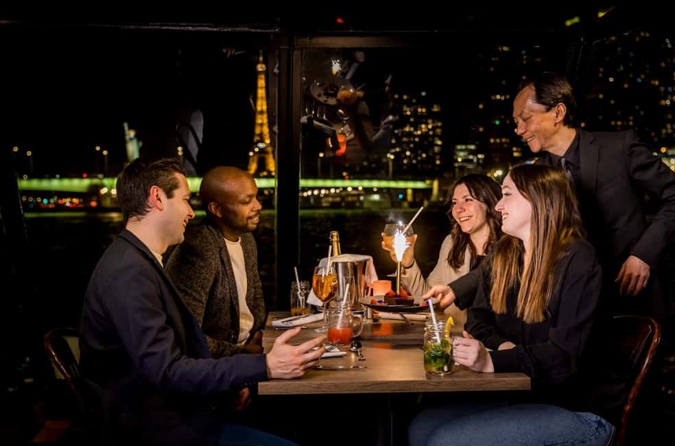 Paris: Dinner Cruise on the Seine and Eiffel Tower 2nd floor - On Board the Paris Seine Boat: Your Private Table View