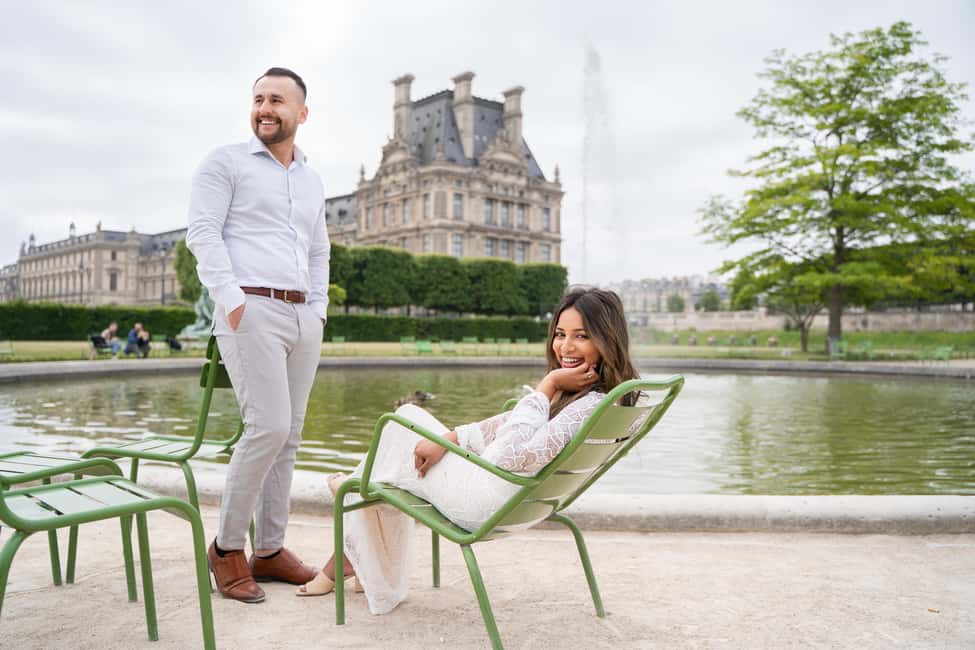 Paris: Louvre photoshoot or Seine bridges Eiffel Tower walk - Pont Alexandre III and the Gold-Bridge Moment