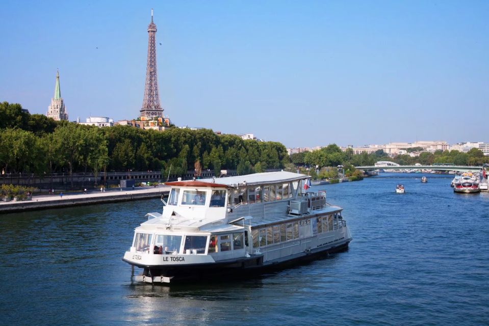 Paris : Seine River Lunch cruise from Eiffel Tower - The boat setup: cozy dining plus a terrasse for photos
