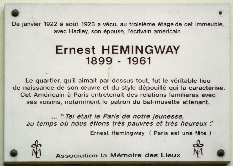 Paris Writers and Painters Guided 1.30 hour Walking Tour - Hemingways, Picassos, and the café logic