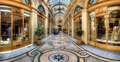 The covered passages of Paris - Meeting at Place Colette near the glass-bead art